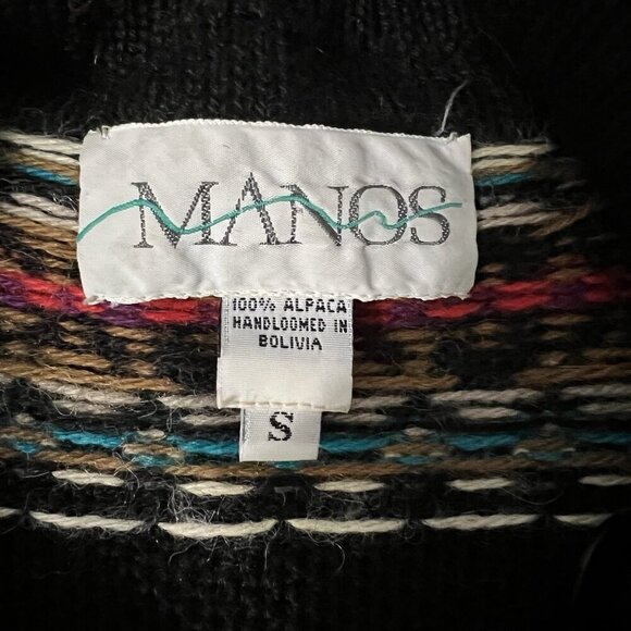 Manos Alpaca Men Cardigan Sweater Size S Floral Embroidered Button Down Front - Picture 3 of 11
